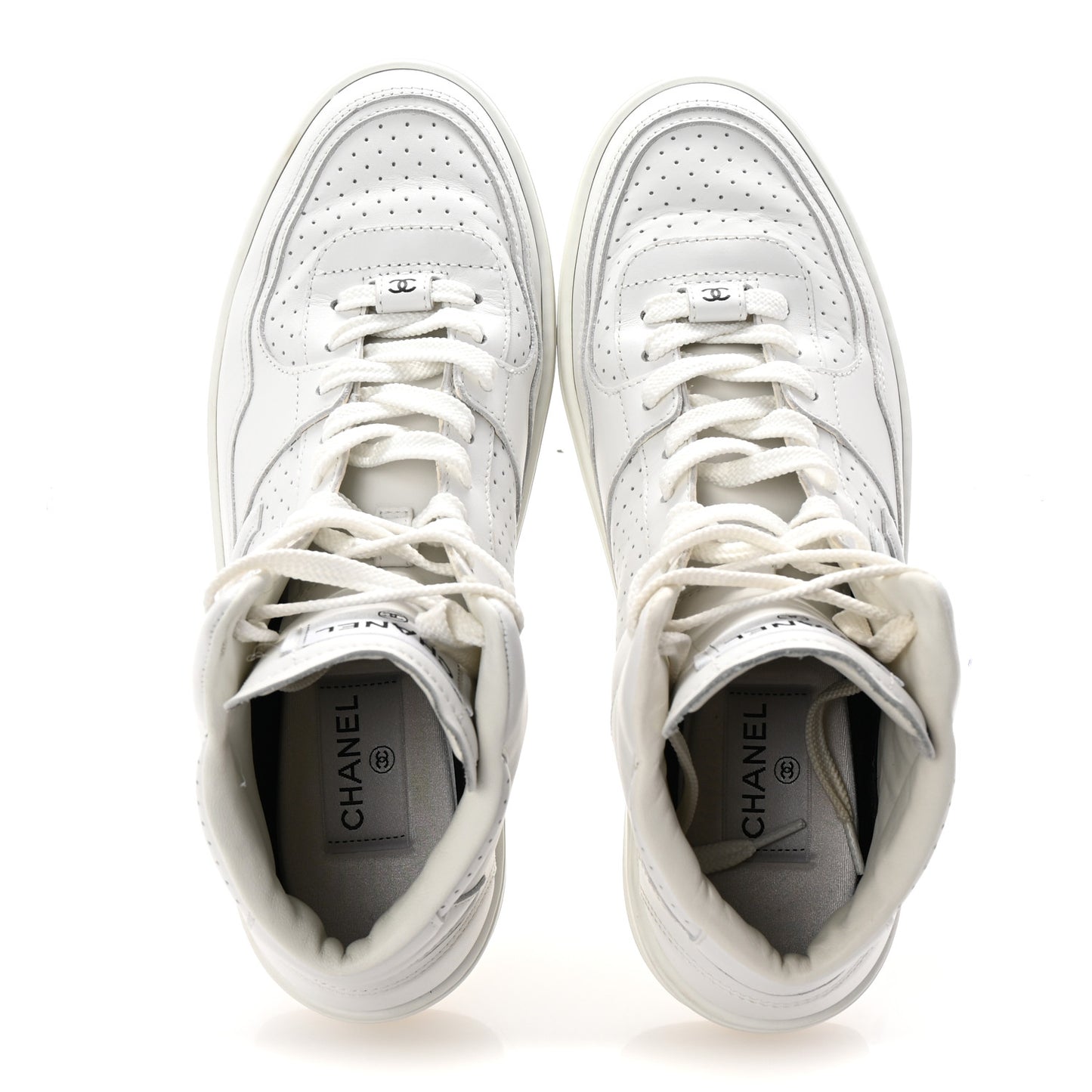 Calfskin CC High Top Sneaker 40 White