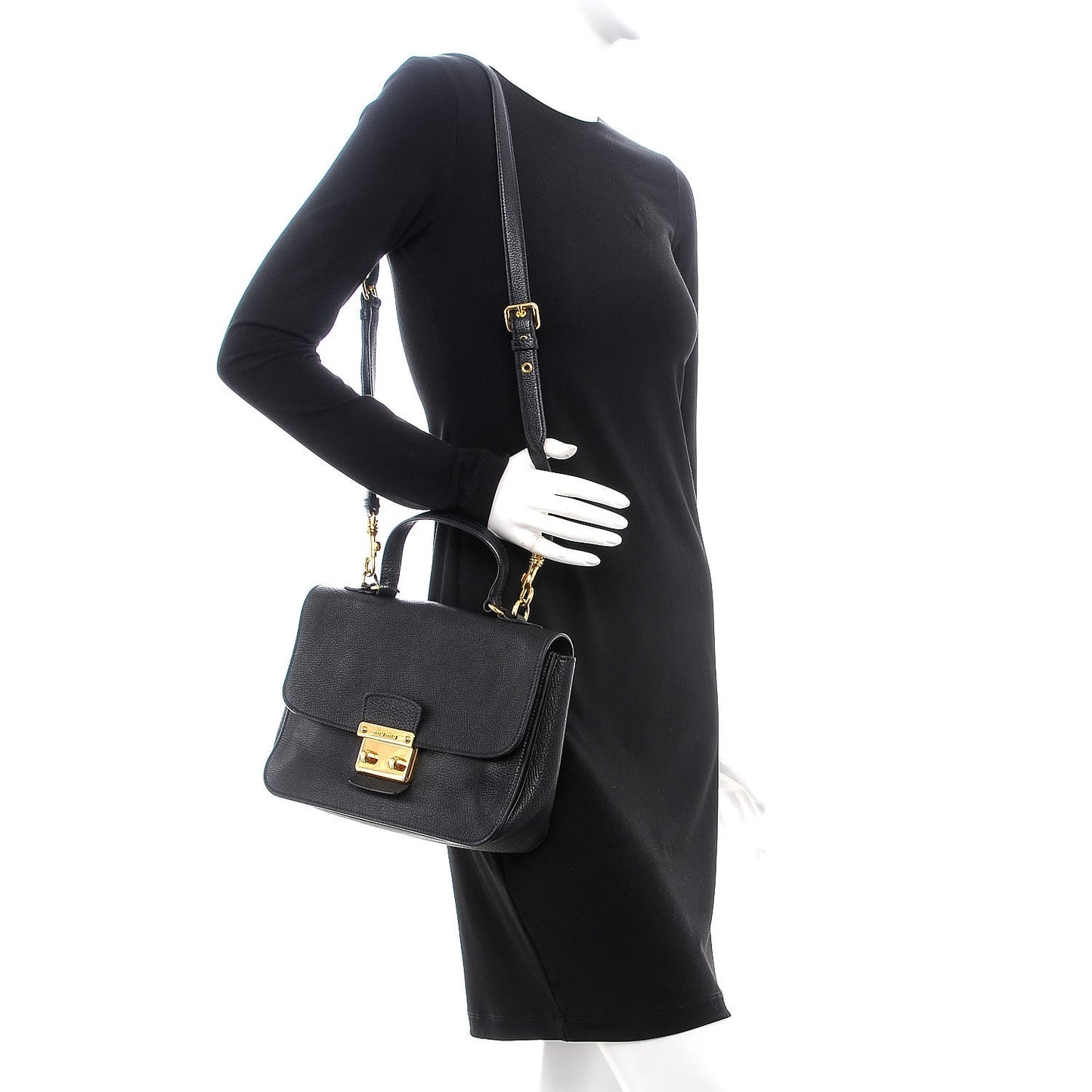Goatskin Madras Shoulder Bag Black