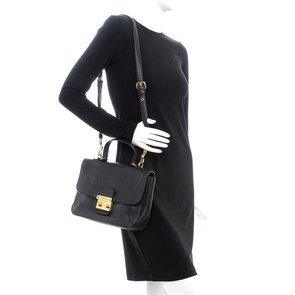 Miu Miu Goatskin Madras Shoulder Bag Black 2 of 7