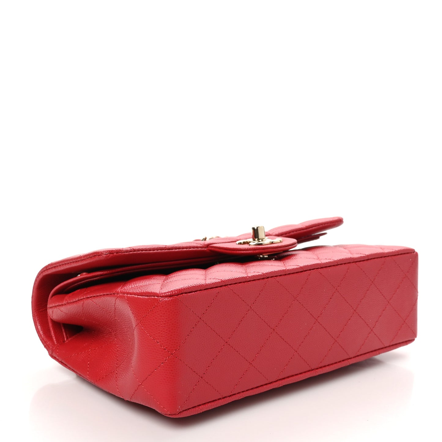 Caviar Quilted Small Double Flap Red