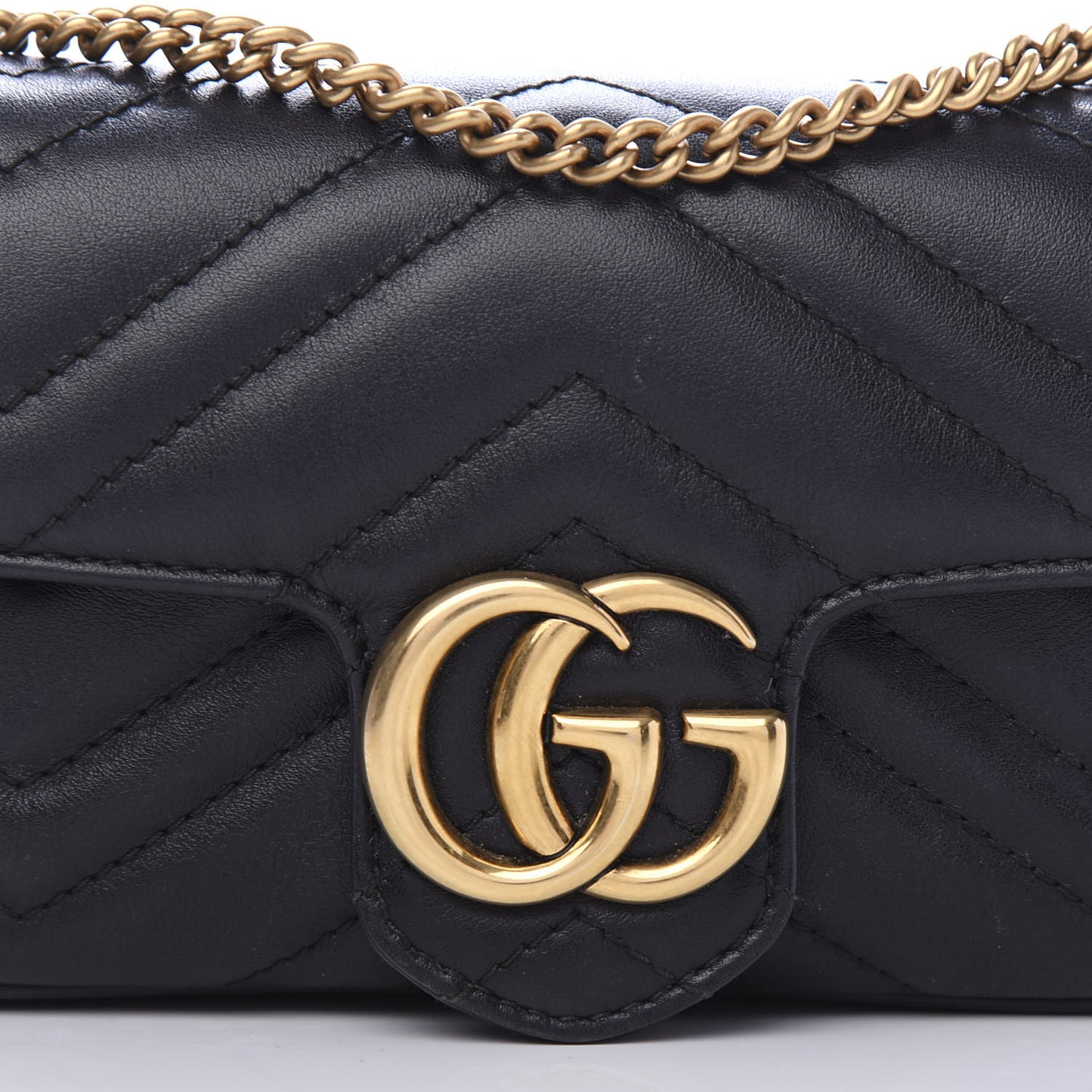 Calfskin Matelasse Super Mini GG Marmont Shoulder Bag Black
