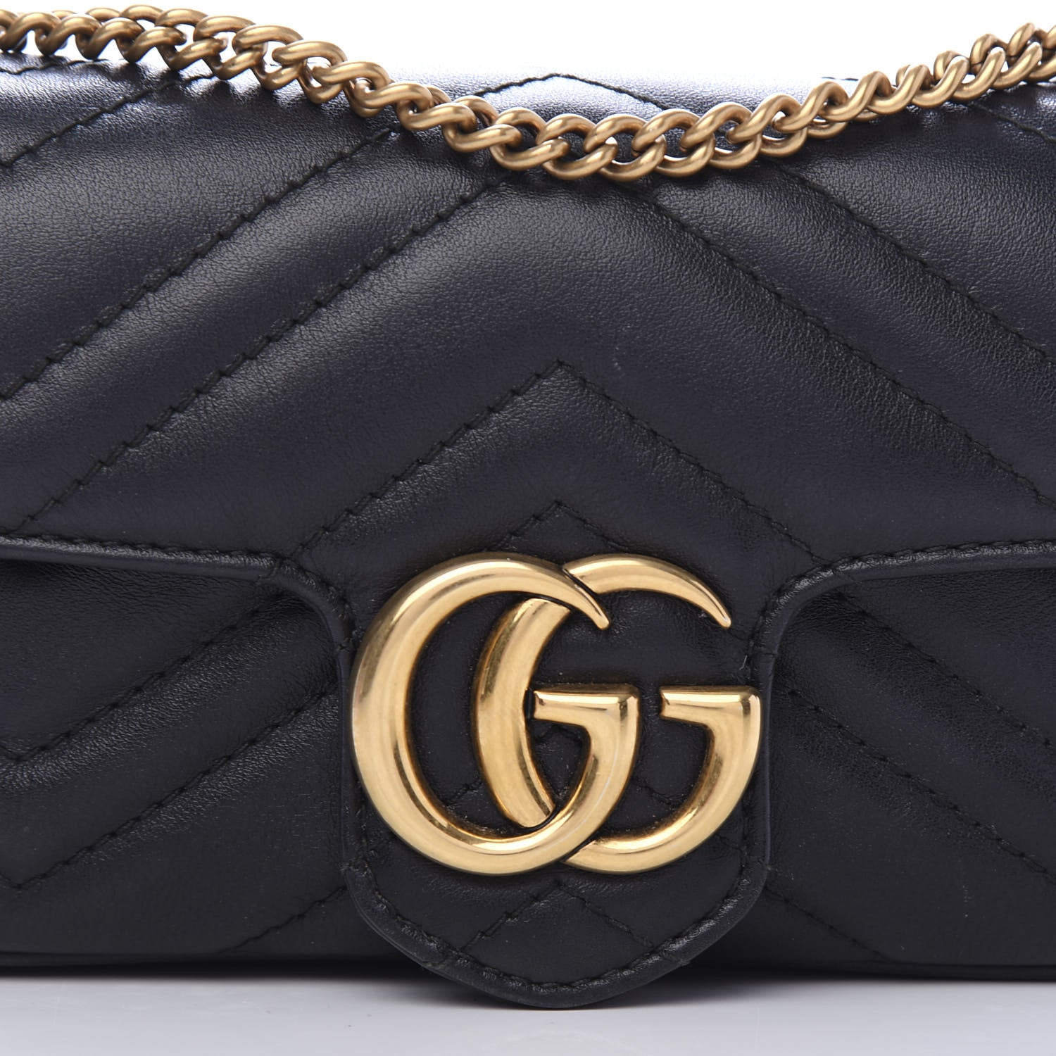 Gucci Calfskin Matelasse Super Mini GG Marmont Shoulder Bag Black 11 of 11