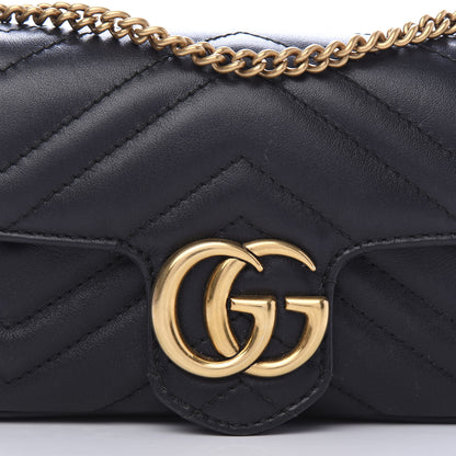 Gucci Calfskin Matelasse Super Mini GG Marmont Shoulder Bag Black 11 of 11
