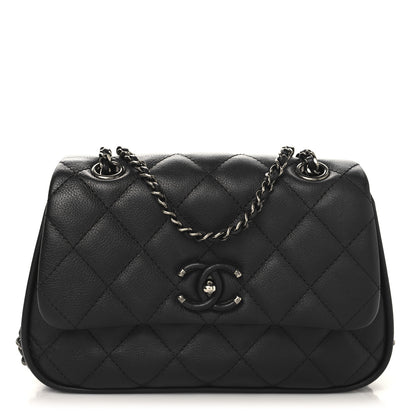 Chanel Calfskin Quilted Small Frame In Chain Flap Black 1 of 10