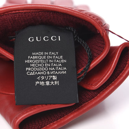 Gucci Nappa GG Marmont Chevron Gloves 7 Red 3 of 5