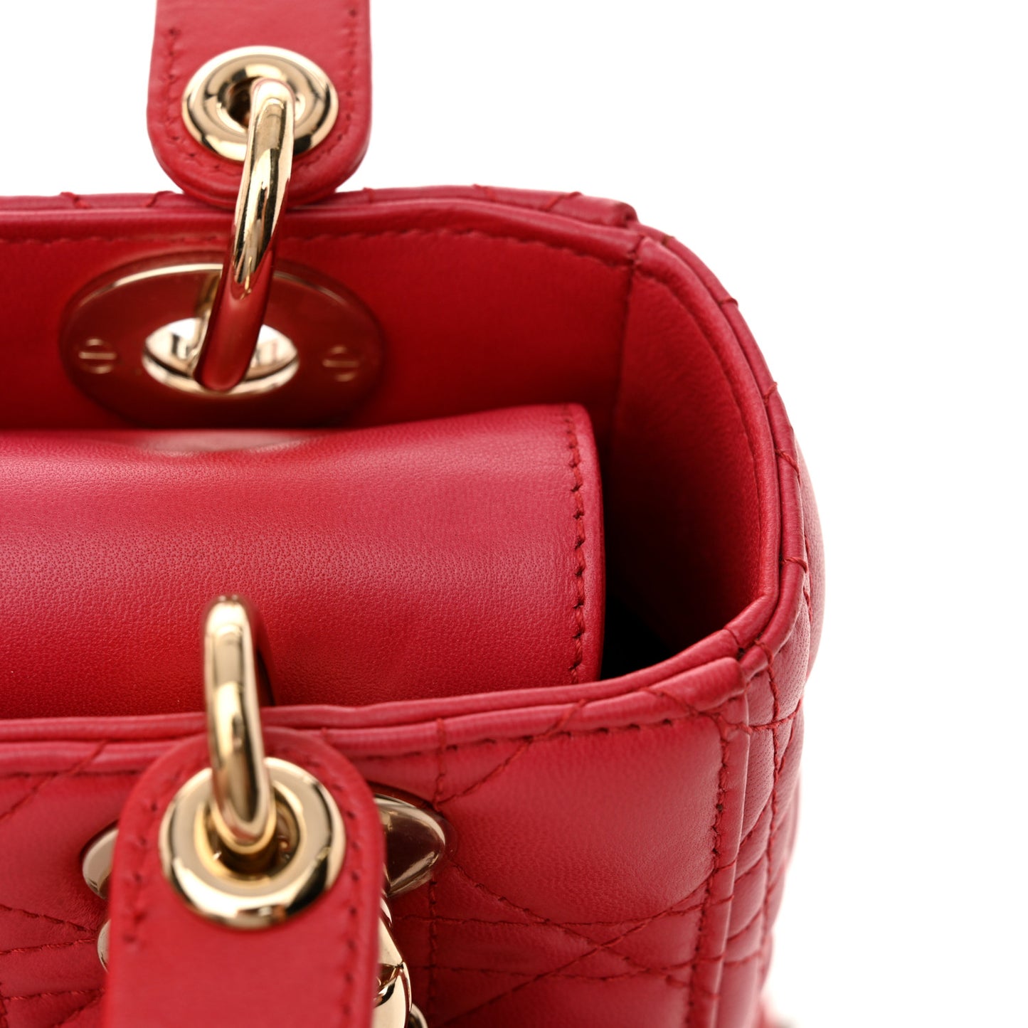 Lambskin Cannage Small Lucky Badges My Lady Dior Warm Fuschia