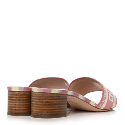 Christian Dior Cotton D-Stripes Embroidered Dway 40mm Slide Sandals 39 Deep Nude 4 of 11