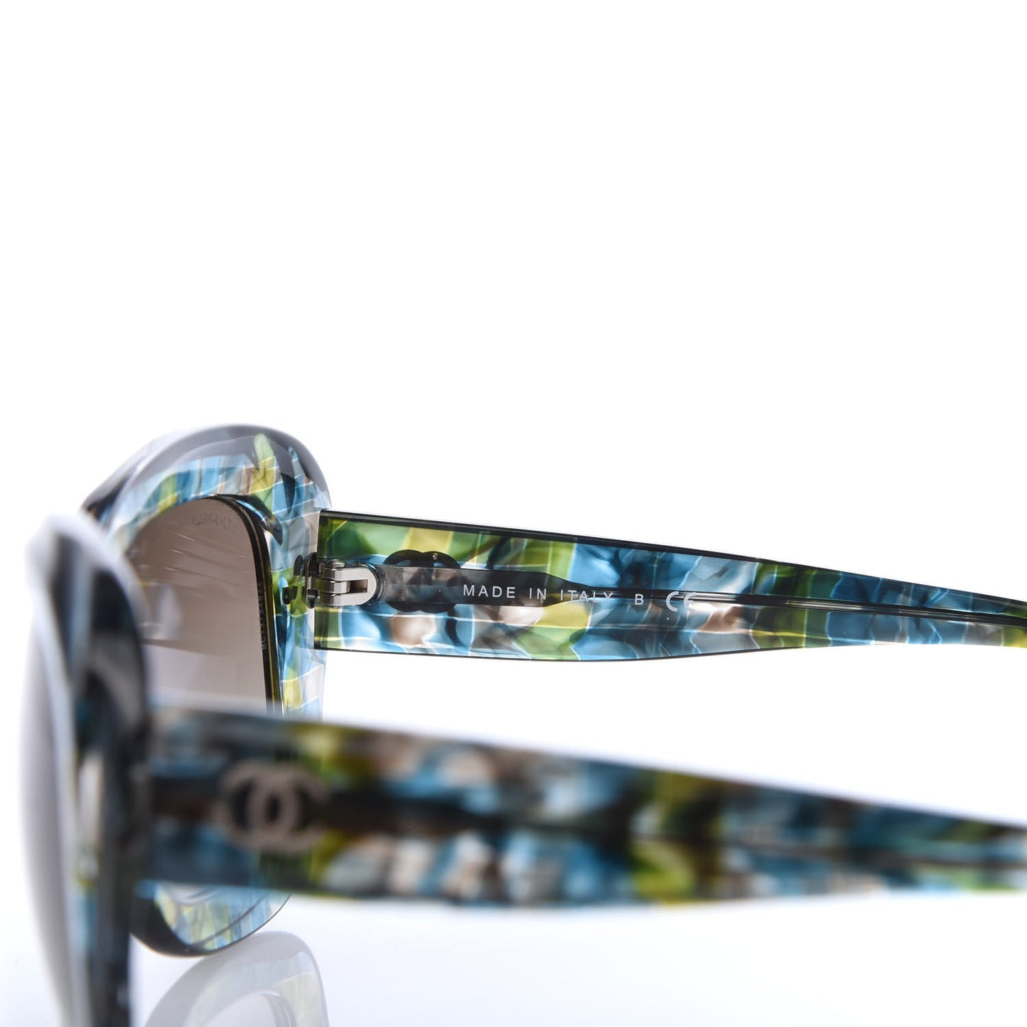 Acetate Square Plaid Frame Sunglasses 5324 Blue Green