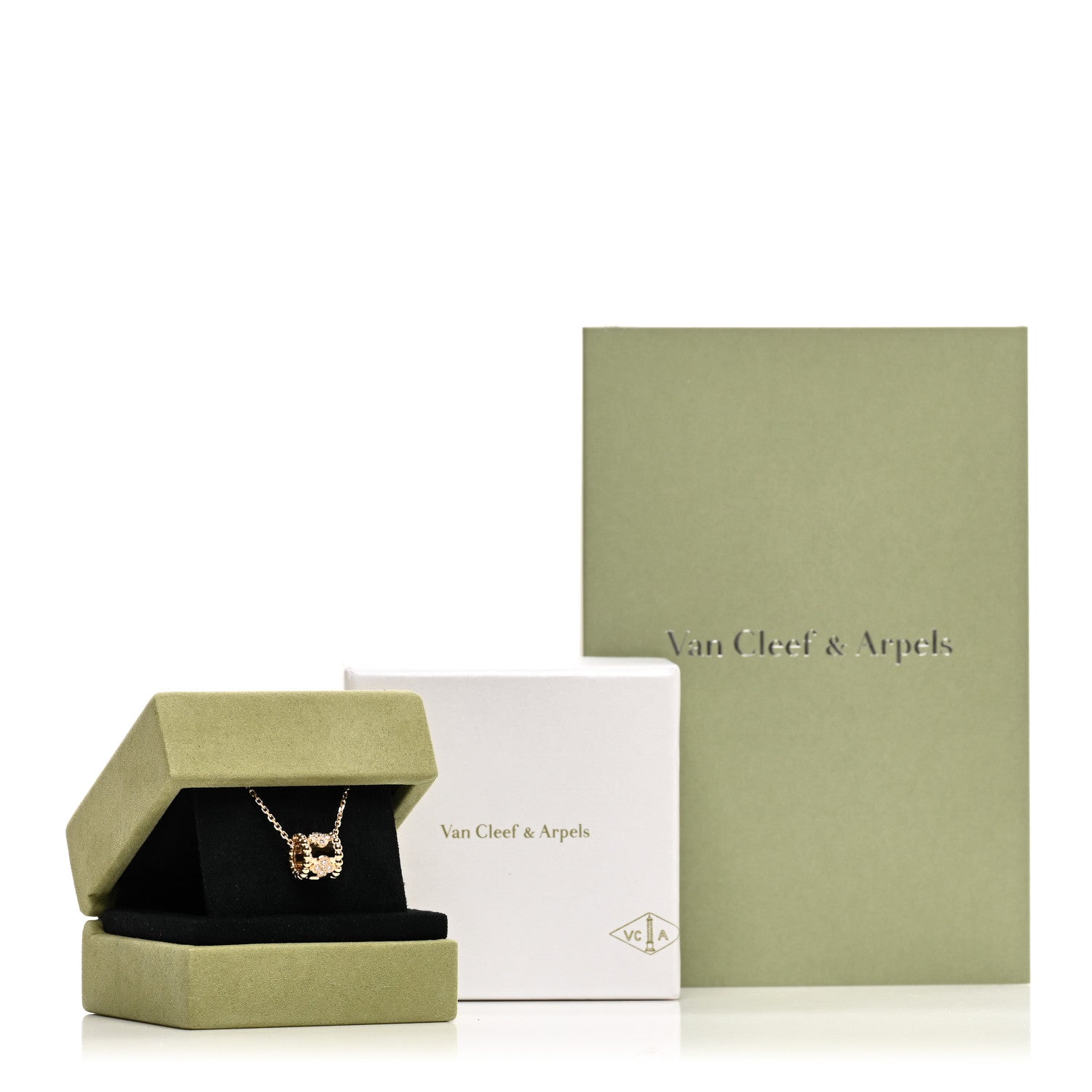 Van Cleef & Arpels 18K Yellow Gold Diamond Small Perlee Clovers Pendant Necklace 5 of 5