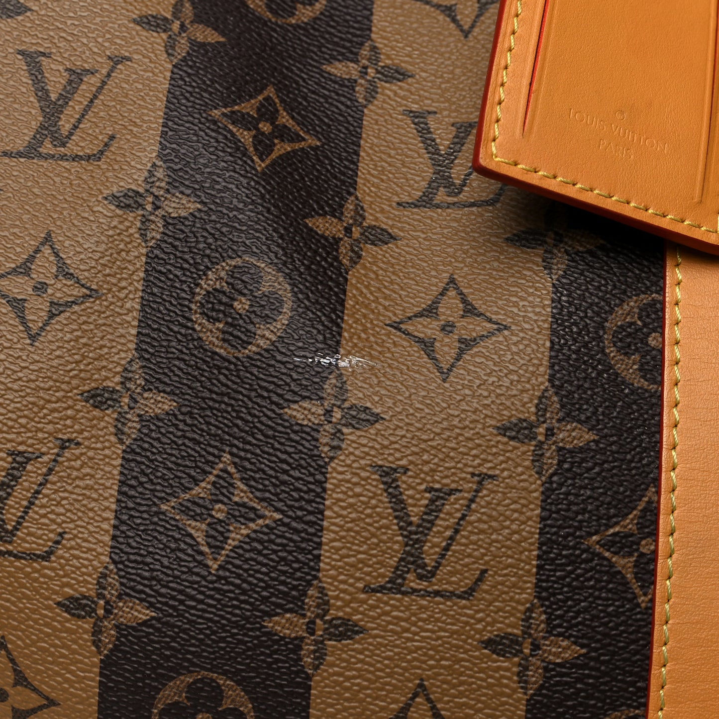X NIGO Reverse Monogram Stripe Keepall Bandouliere 50 Brown