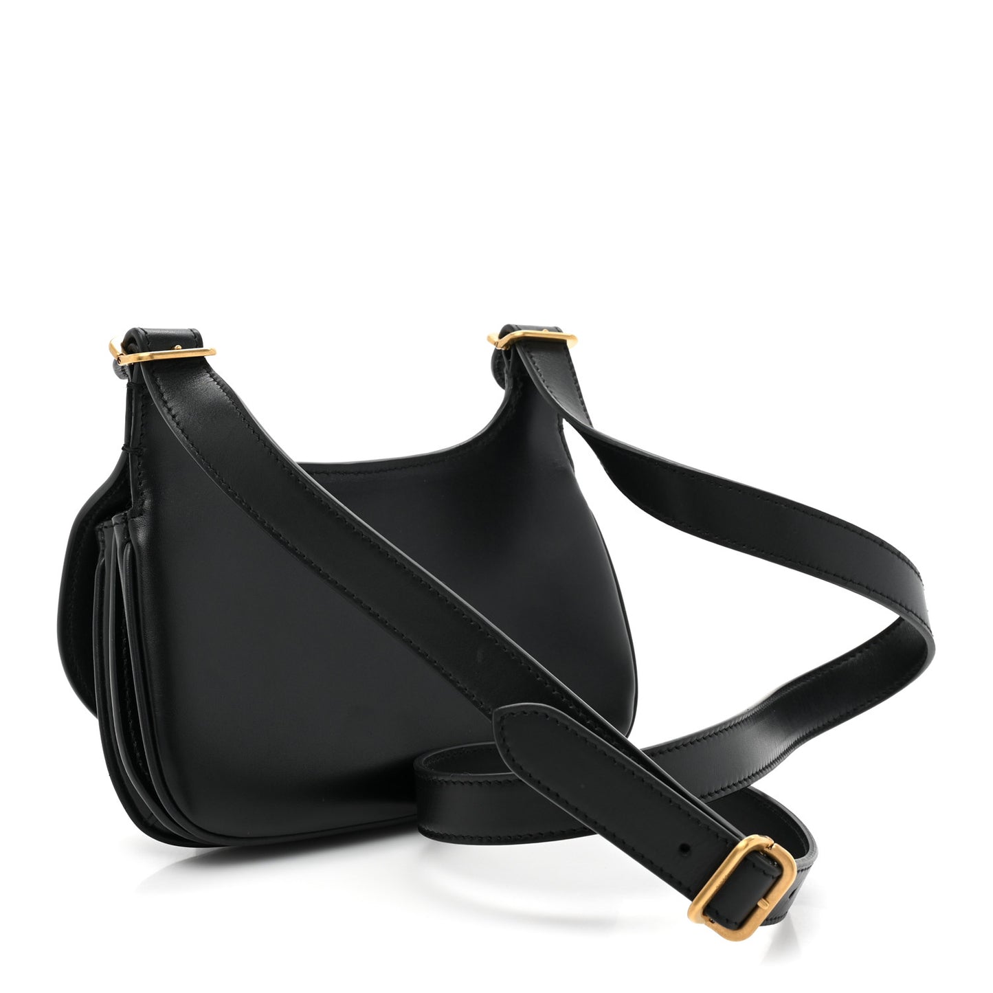 Smooth Calfskin Small Charlie Shoulder Bag Black