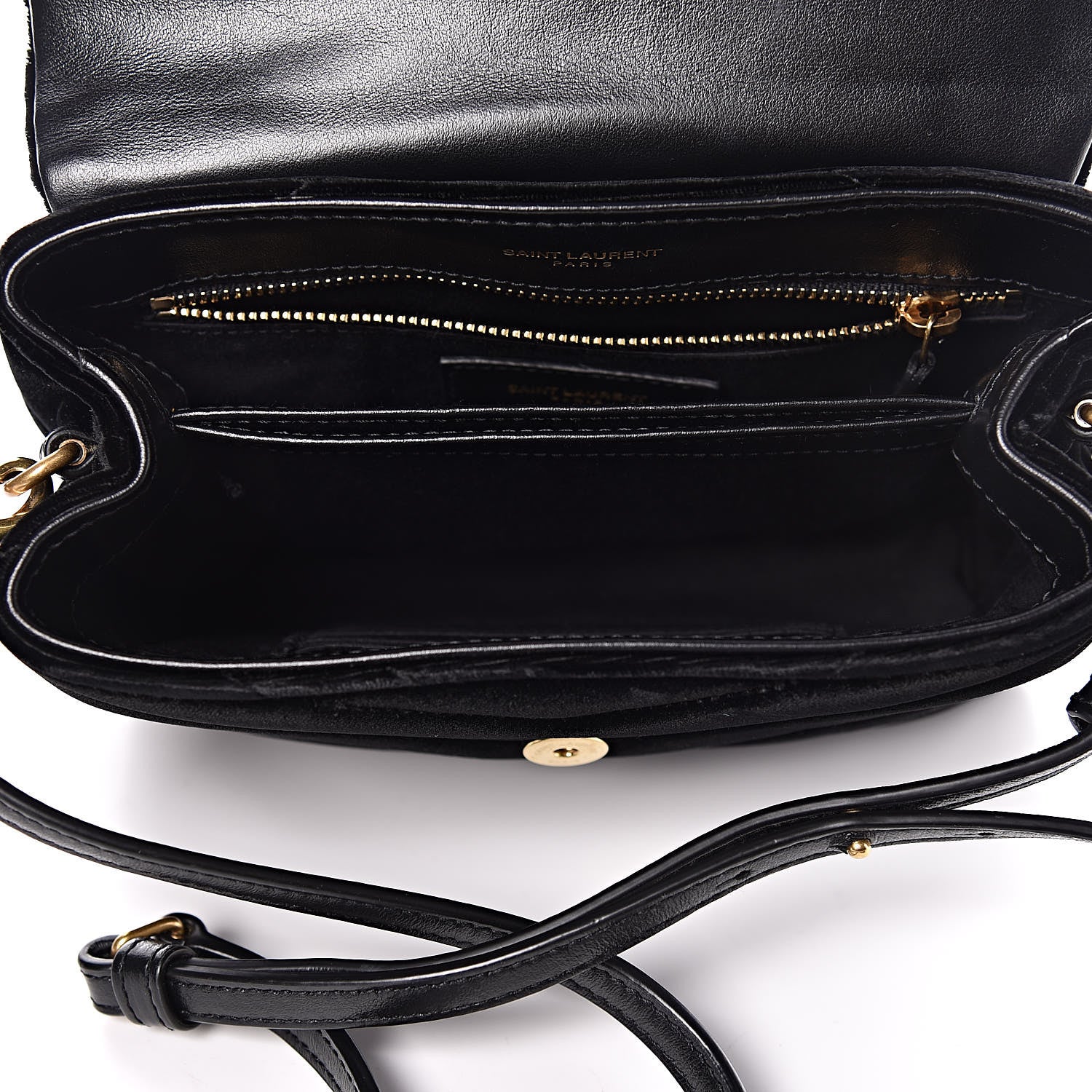 Saint Laurent Velvet Y Quilted Monogram Toy Loulou Chain Satchel French Black 7 of 13