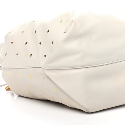 Saint Laurent Lambskin Star Printed Teddy Drawstring Bag White 9 of 11