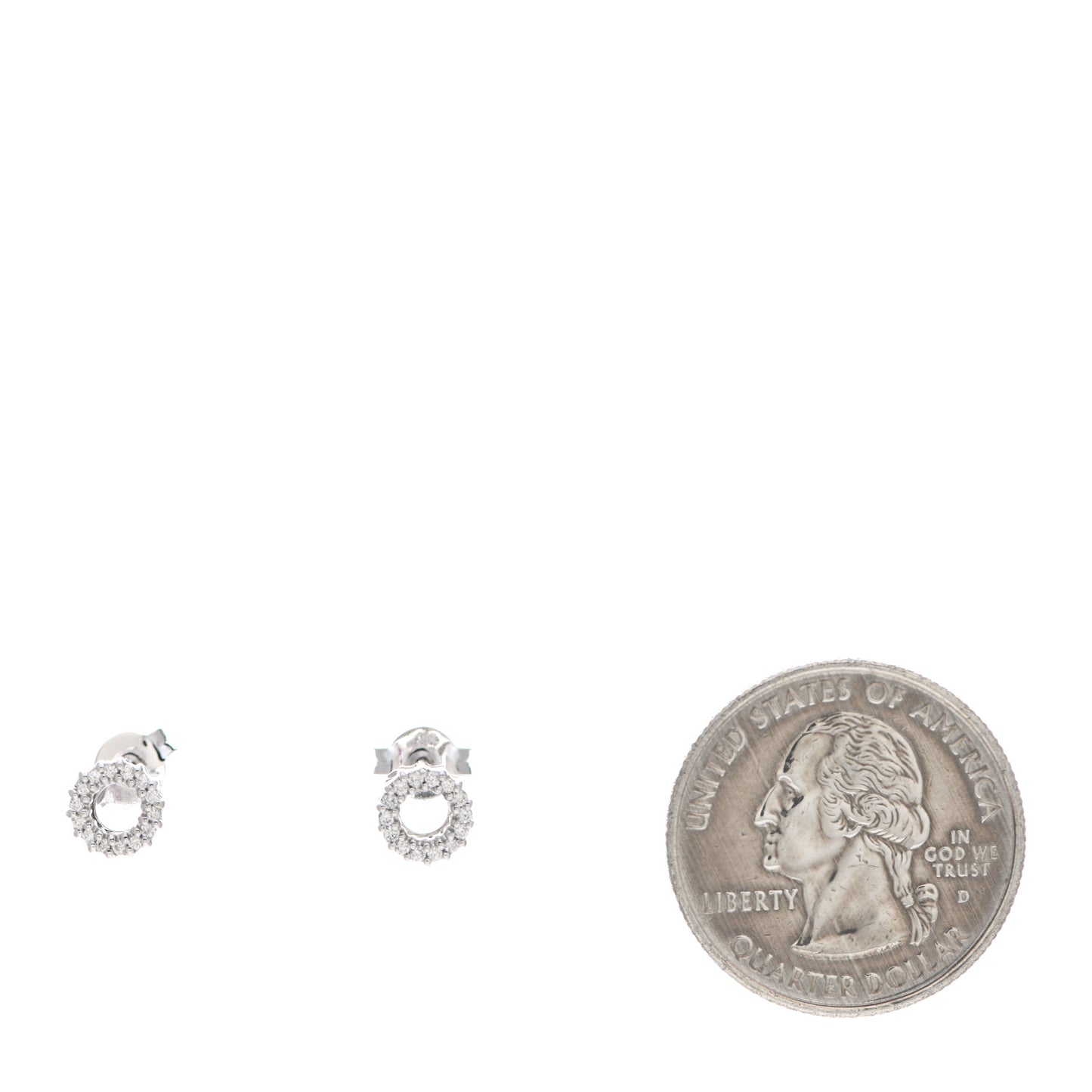 18K White Gold Diamond Circle Stud Earrings