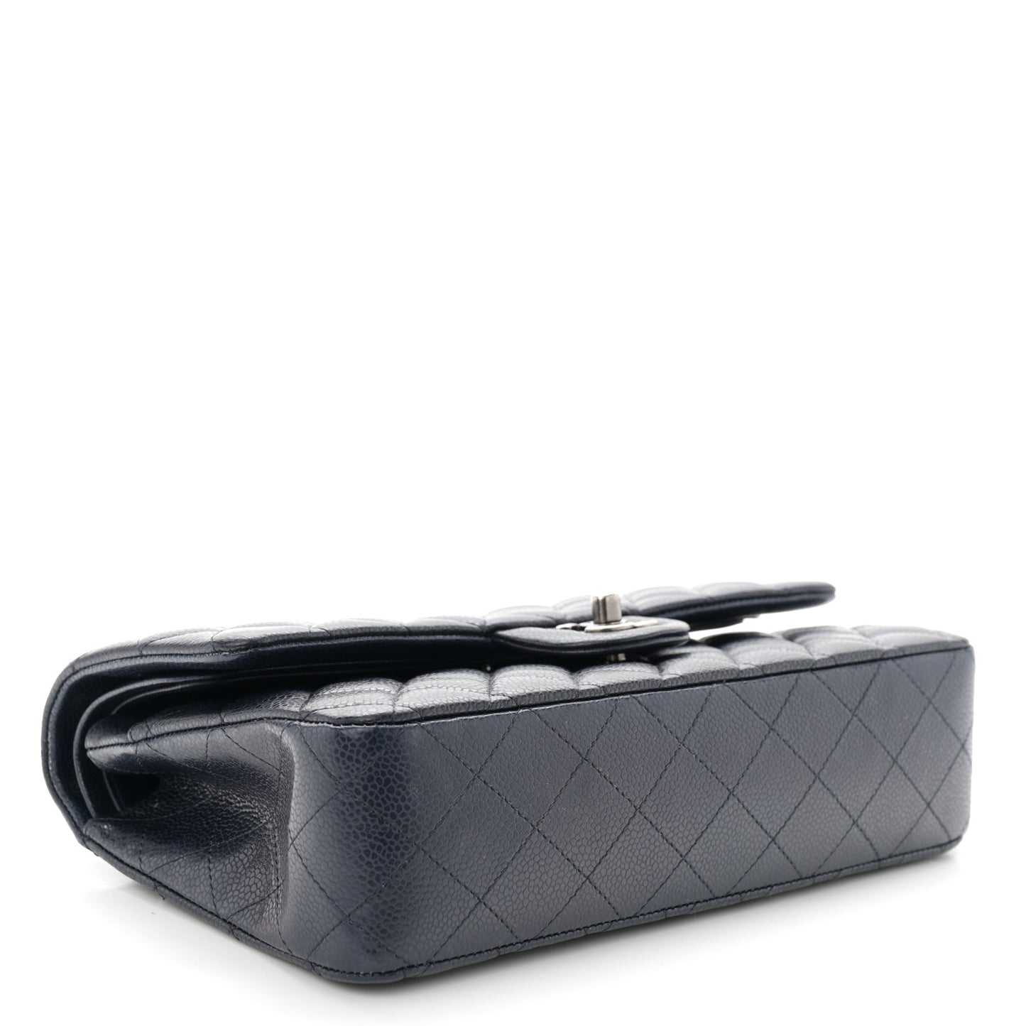 Caviar Quilted Medium Double Flap Navy