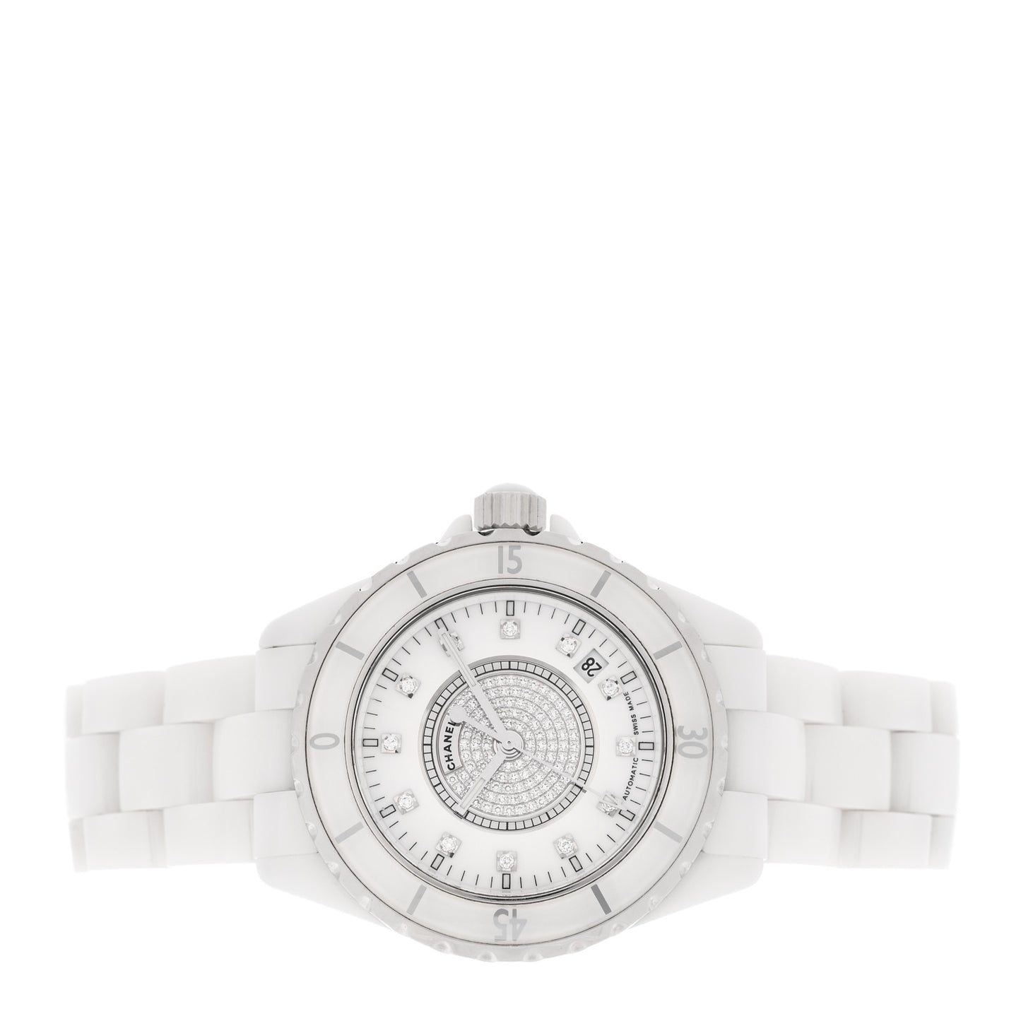 Stainless Steel Ceramic Diamond Dial 38mm J12 Automatic Watch White
