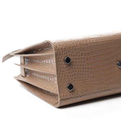 Saint Laurent Calfskin Crocodile Embossed Baby Sac De Jour Brown 7 of 10