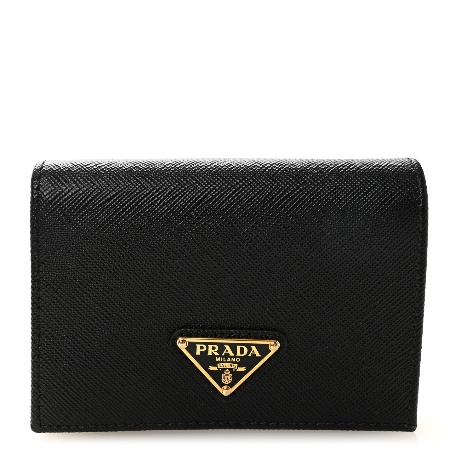 Saffiano Small Triangle Bi-Fold Wallet Black