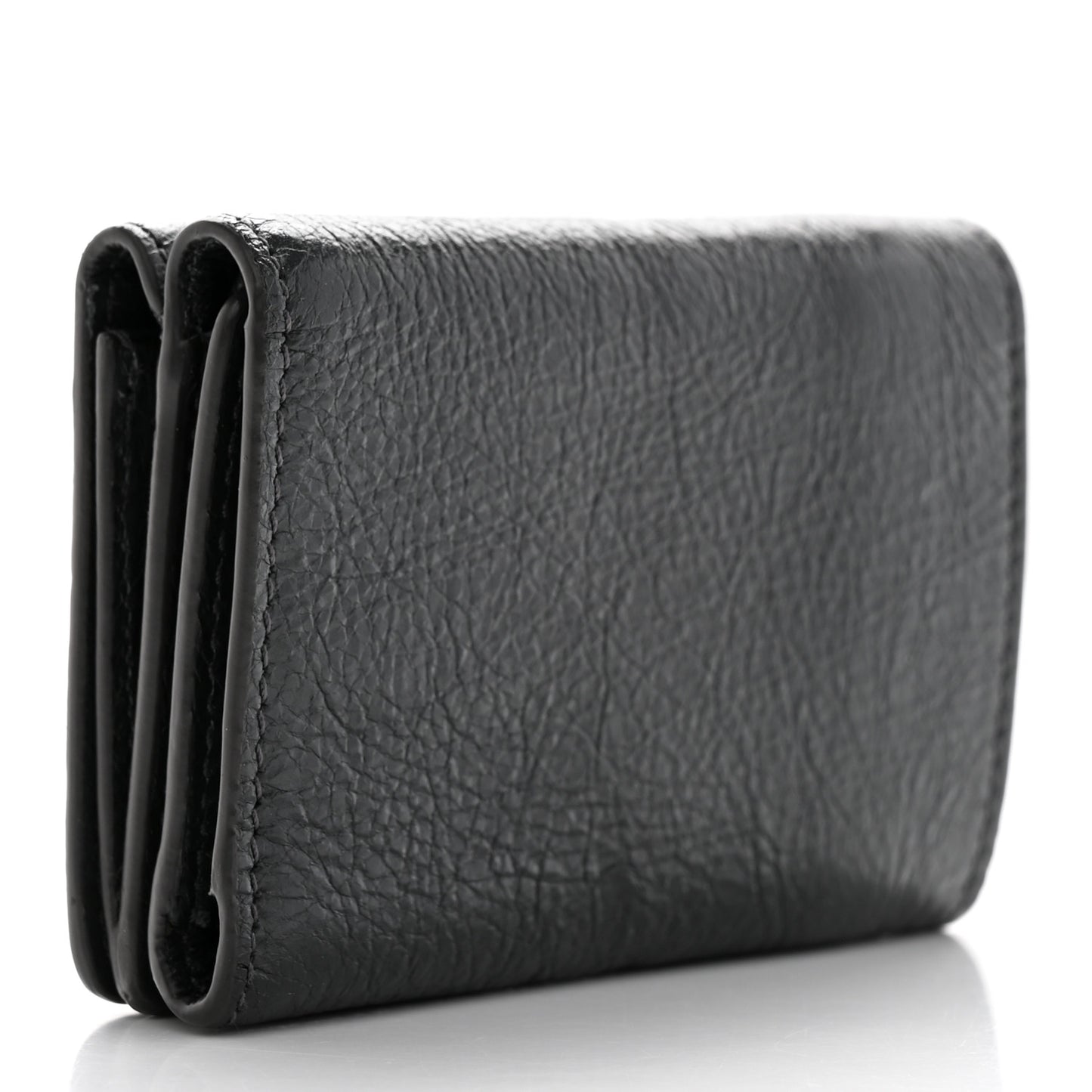 Agneau Classic Silver Hardware Mini Wallet Gris Fossile