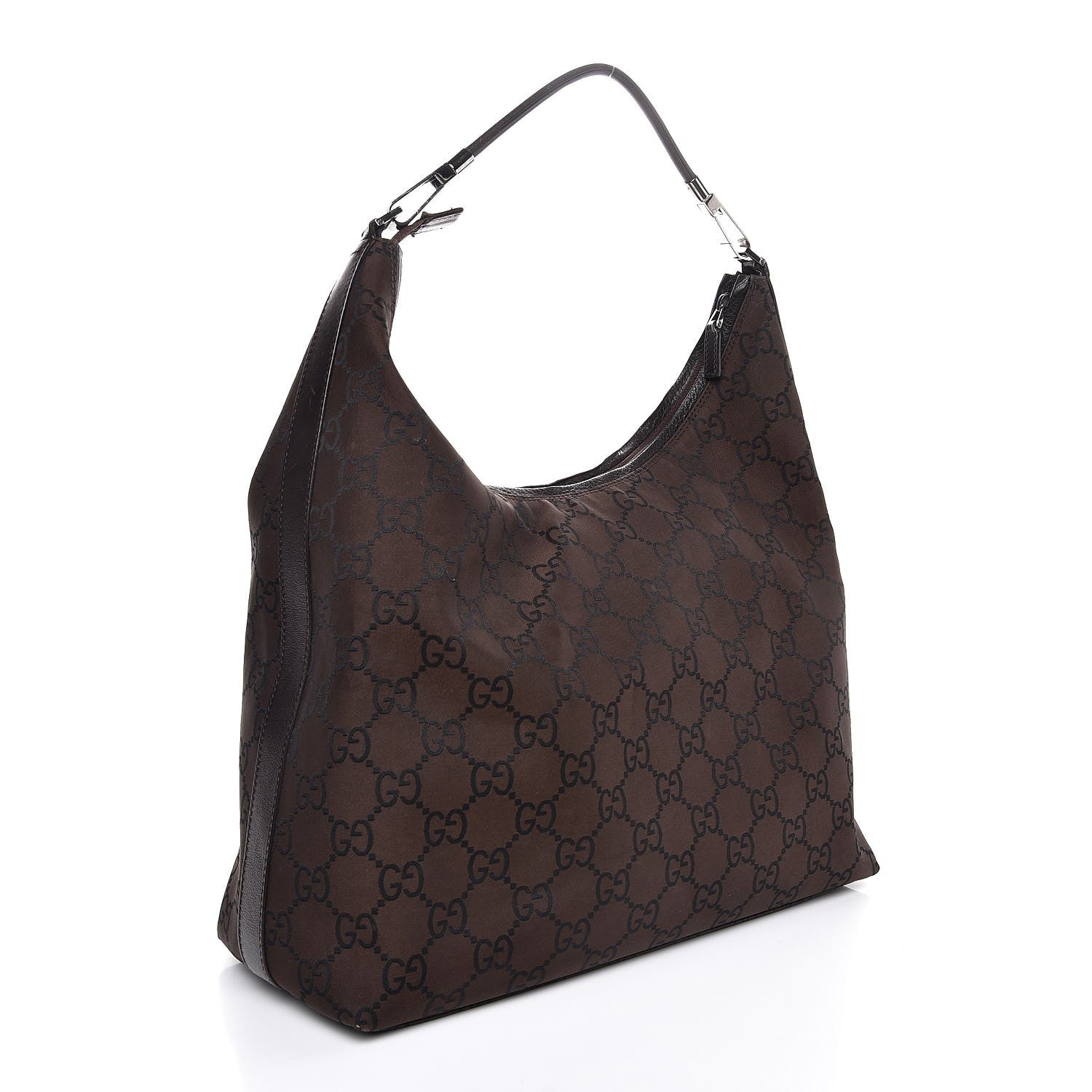 Gucci Nylon Monogram Hobo Dark Brown 3 of 7