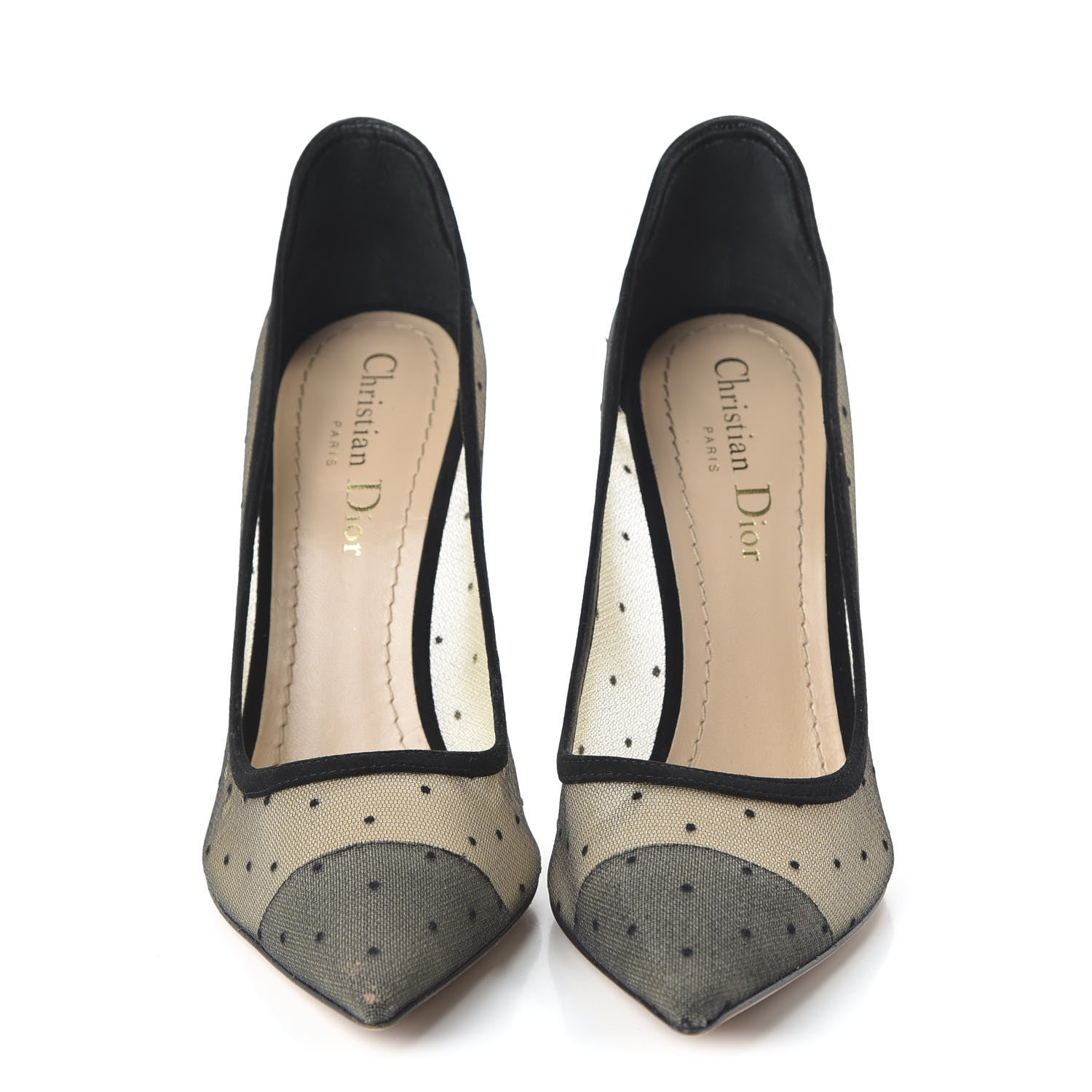 Christian Dior Mesh Plumetis Tulle D-Moi Pumps 37.5 Black 2 of 9