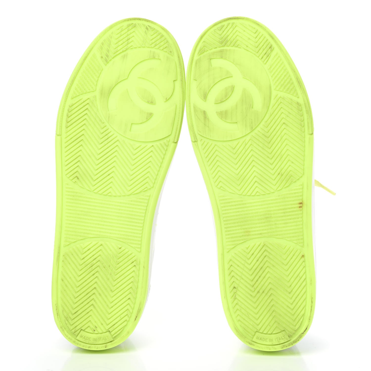 Chanel Calfskin Womens Logo Sneakers 40.5 White Yellow 5 of 8