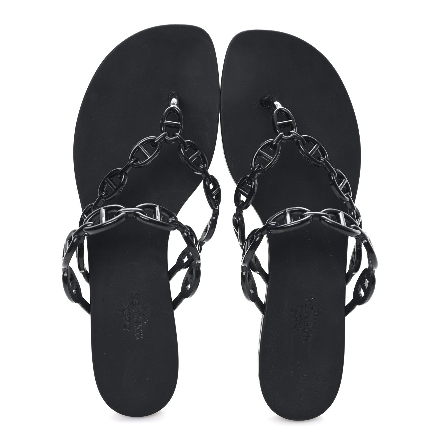 Hermes Rubber Chaine d'Ancre Island Sandals 39 Black 2 of 9