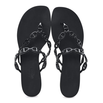 Hermes Rubber Chaine d'Ancre Island Sandals 39 Black 2 of 9