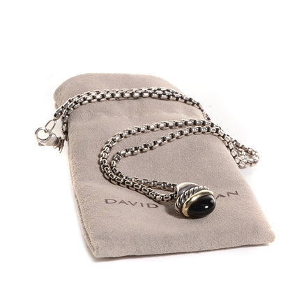 David Yurman Sterling Silver 14k Gold Black Onyx Acorn Pendant Necklace 5 of 5
