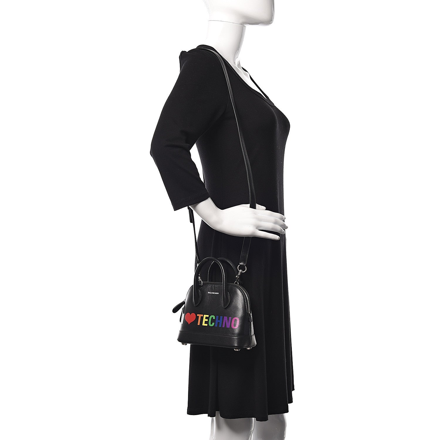 Balenciaga Calfskin I Love Techno XXS Ville Top Handle Bag Black Multicolor 2 of 9