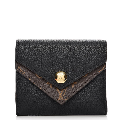 Louis Vuitton Grained Calfskin Monogram Double V Compact Wallet Black 1 of 8