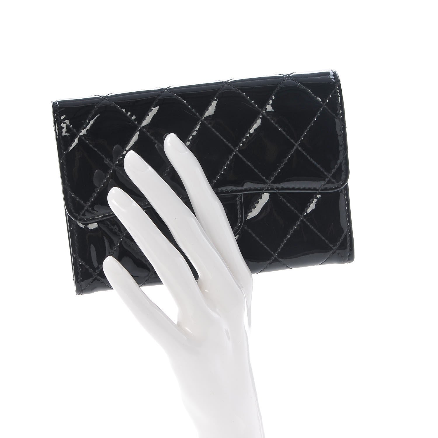 Chanel Patent Quilted Small Flap Wallet Black 2 of 11