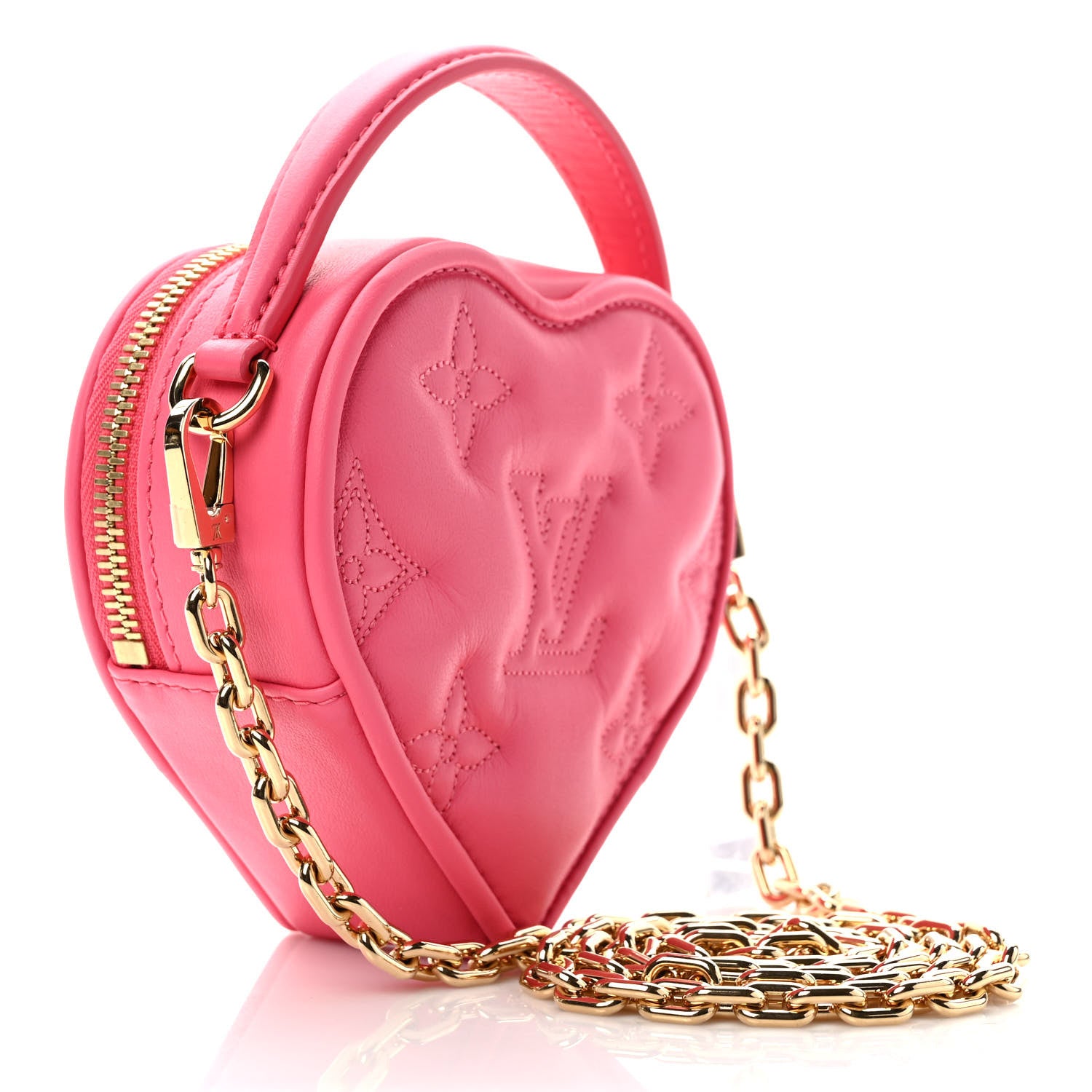 Louis Vuitton Calfskin Embroidered Monogram Pop My Heart Bag Pouch Dragon Fruit Pink 3 of 9