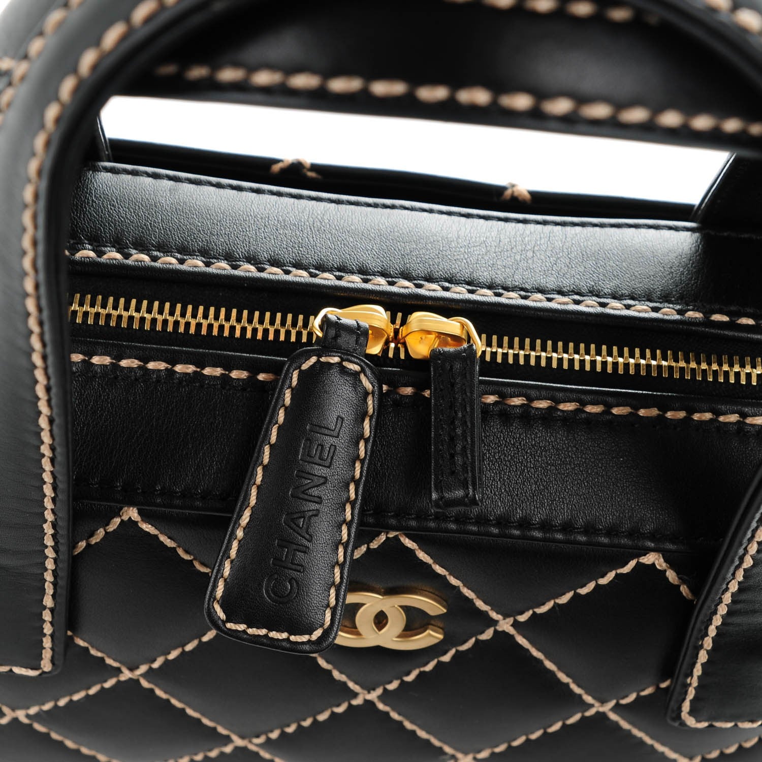 Chanel Calfskin Contrast Stitch Surpique Bowler Black 5 of 8