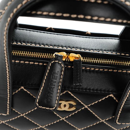 Chanel Calfskin Contrast Stitch Surpique Bowler Black 5 of 8