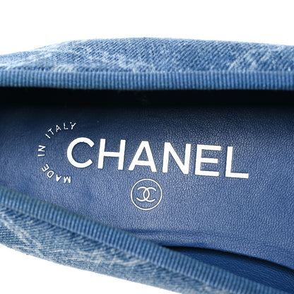 Chanel Denim Printed Cap Toe Ballerina Flats 38 Blue 9 of 16