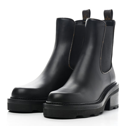 Louis Vuitton Calfskin Monogram Beaubourg Ankle Boots 38 Black 3 of 11