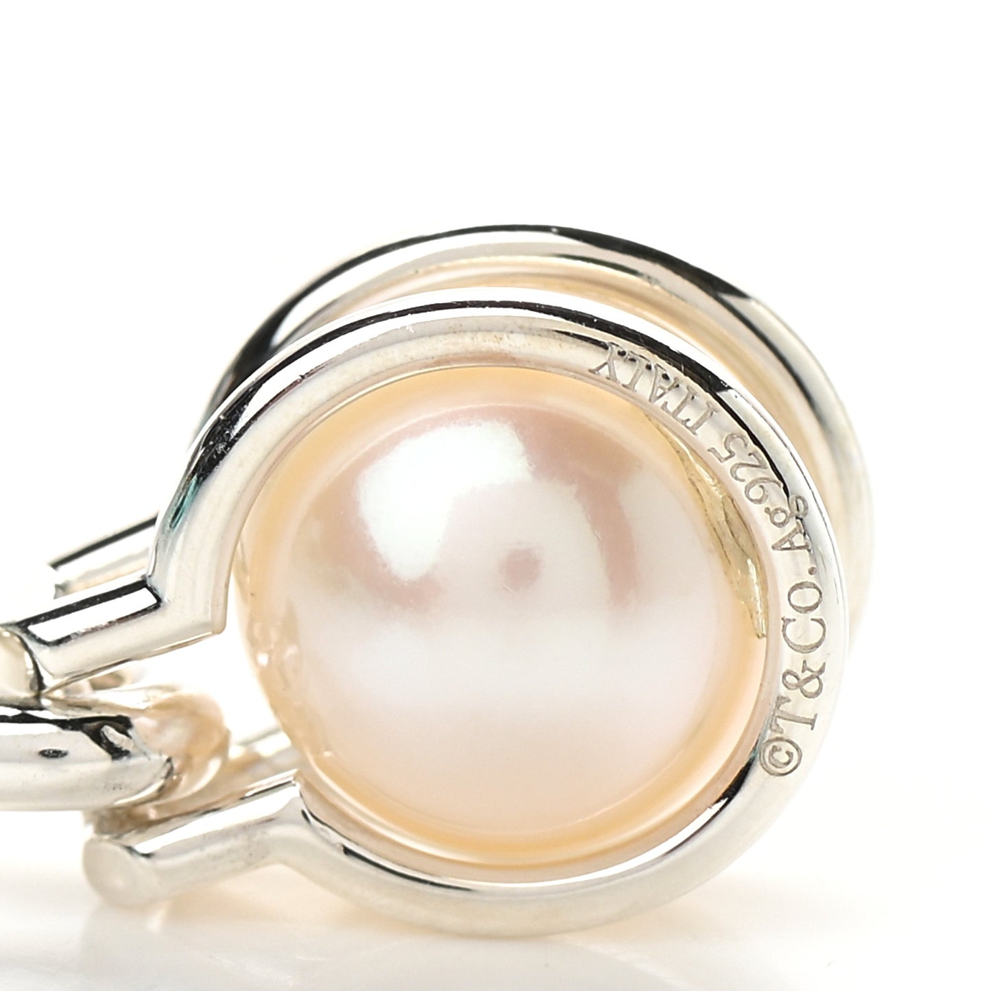 Sterling Silver Pearl HardWear Triple Link Earrings