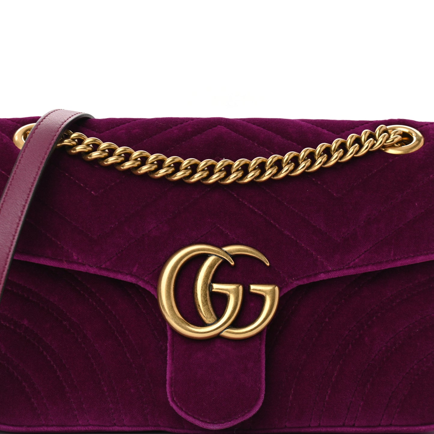 Velvet Matelasse Small GG Marmont Shoulder Bag Fuchsia Violet Cyclamen