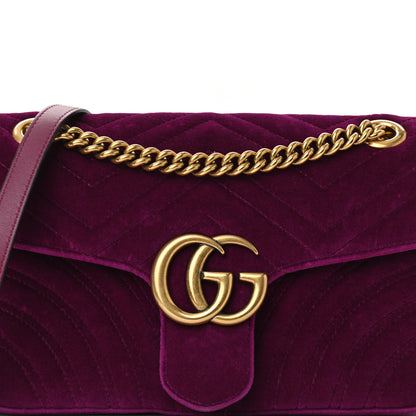 Gucci Velvet Matelasse Small GG Marmont Shoulder Bag Fuchsia Violet Cyclamen 8 of 10