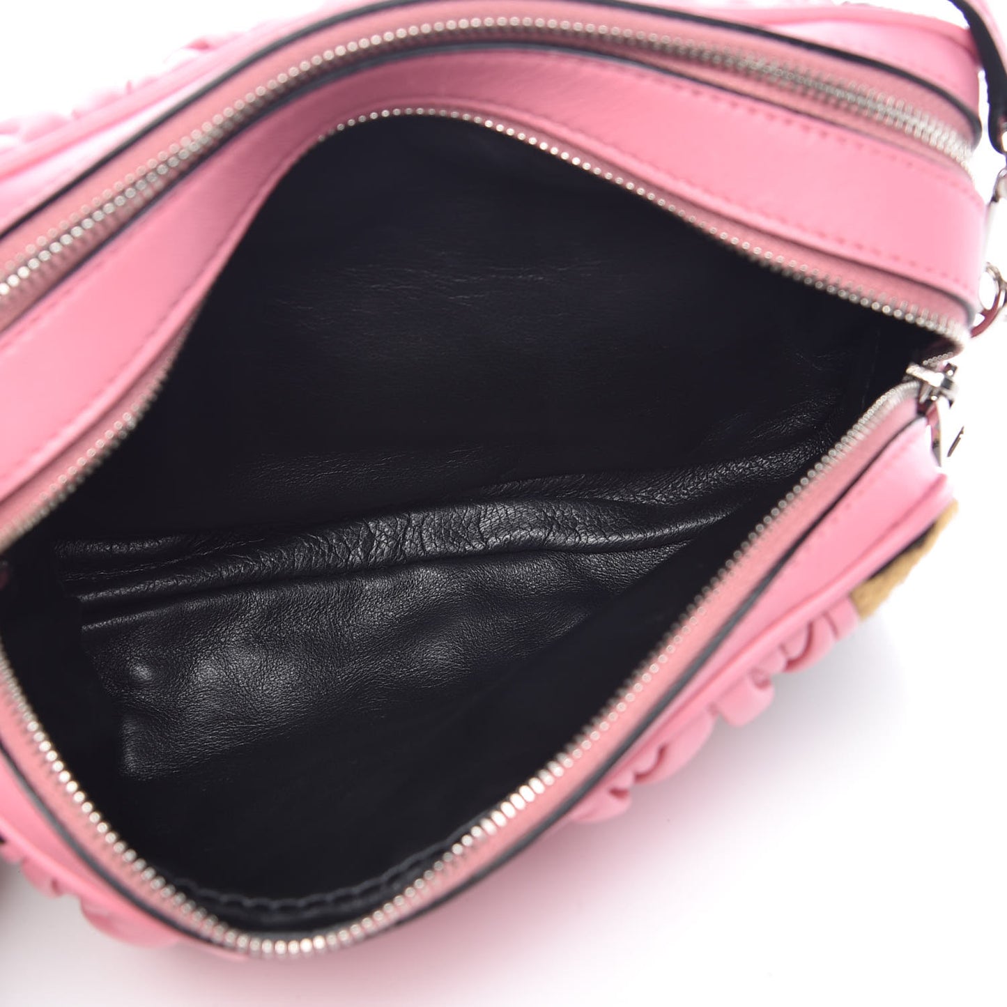 Nappa Matelasse Cavallino Patch Double Zip Shoulder Bag Miele Moro