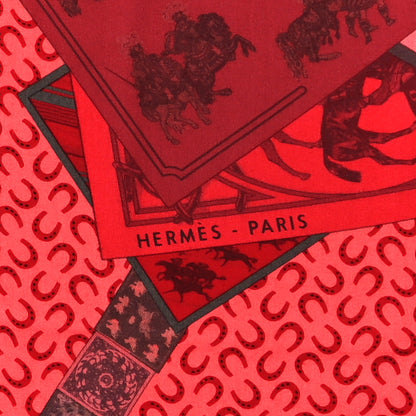 Hermes Cashmere Silk A Cheval Sur Mon Carre Shawl 140 Rouge Crevette Bois De Rose 3 of 4