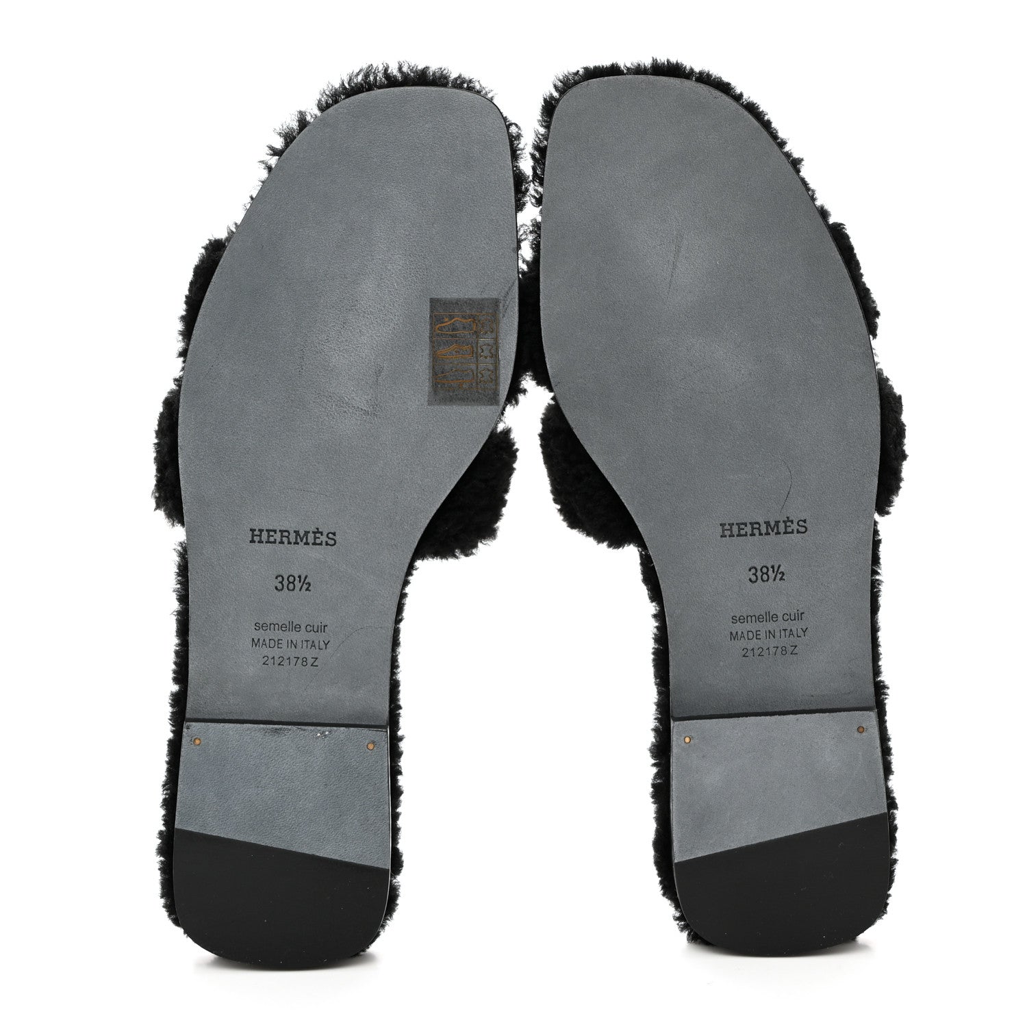 Hermes Woolskin Oran Sandals 38.5 Black 5 of 8