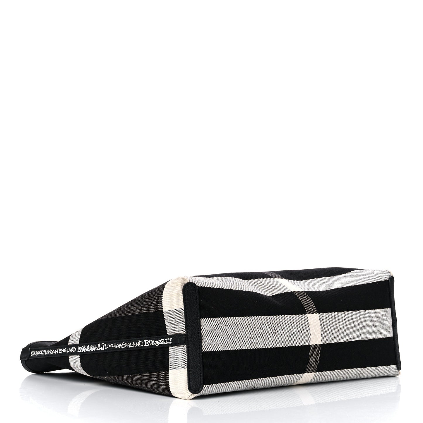 Coated Canvas Mega Check Large Reversible Doodle Tote Black White