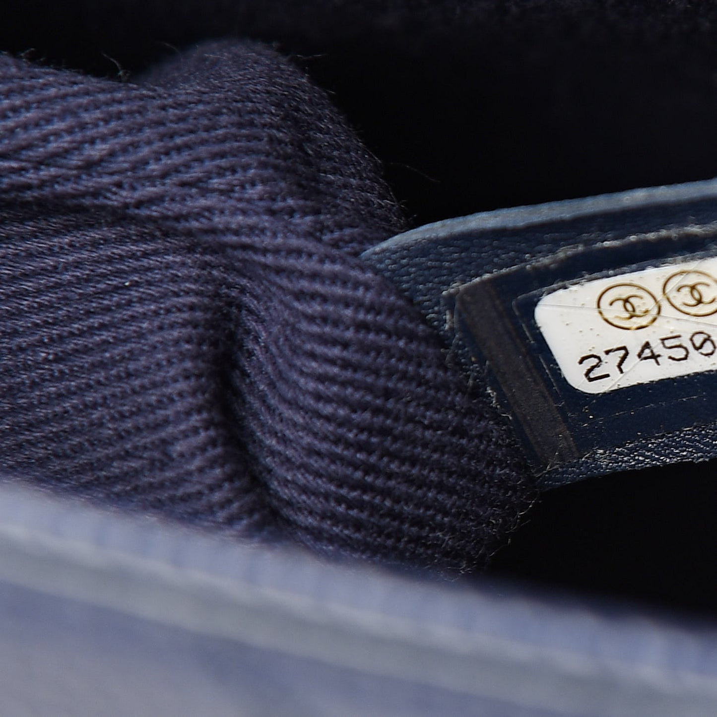 Grained Calfskin Stitched Flap Navy Blue