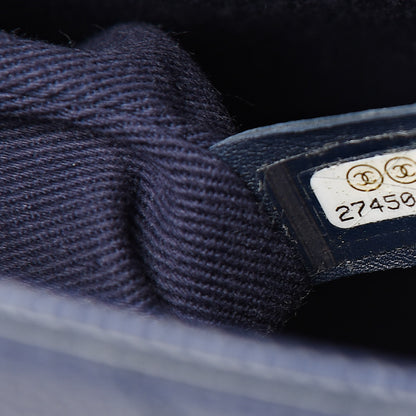 Chanel Grained Calfskin Stitched Flap Navy Blue 7 of 13