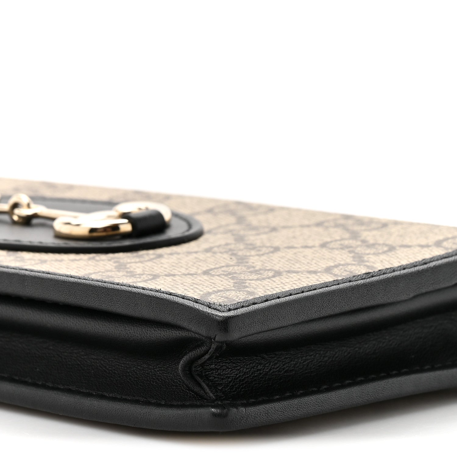 Gucci GG Supreme Monogram Azalea Calfskin Horsebit 1955 Wallet On Chain Beige Black 9 of 11