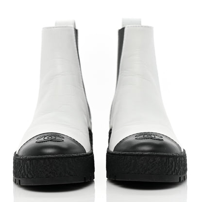 Chanel Calfskin Cap Toe CC Ankle Boots 36 White Black 2 of 9