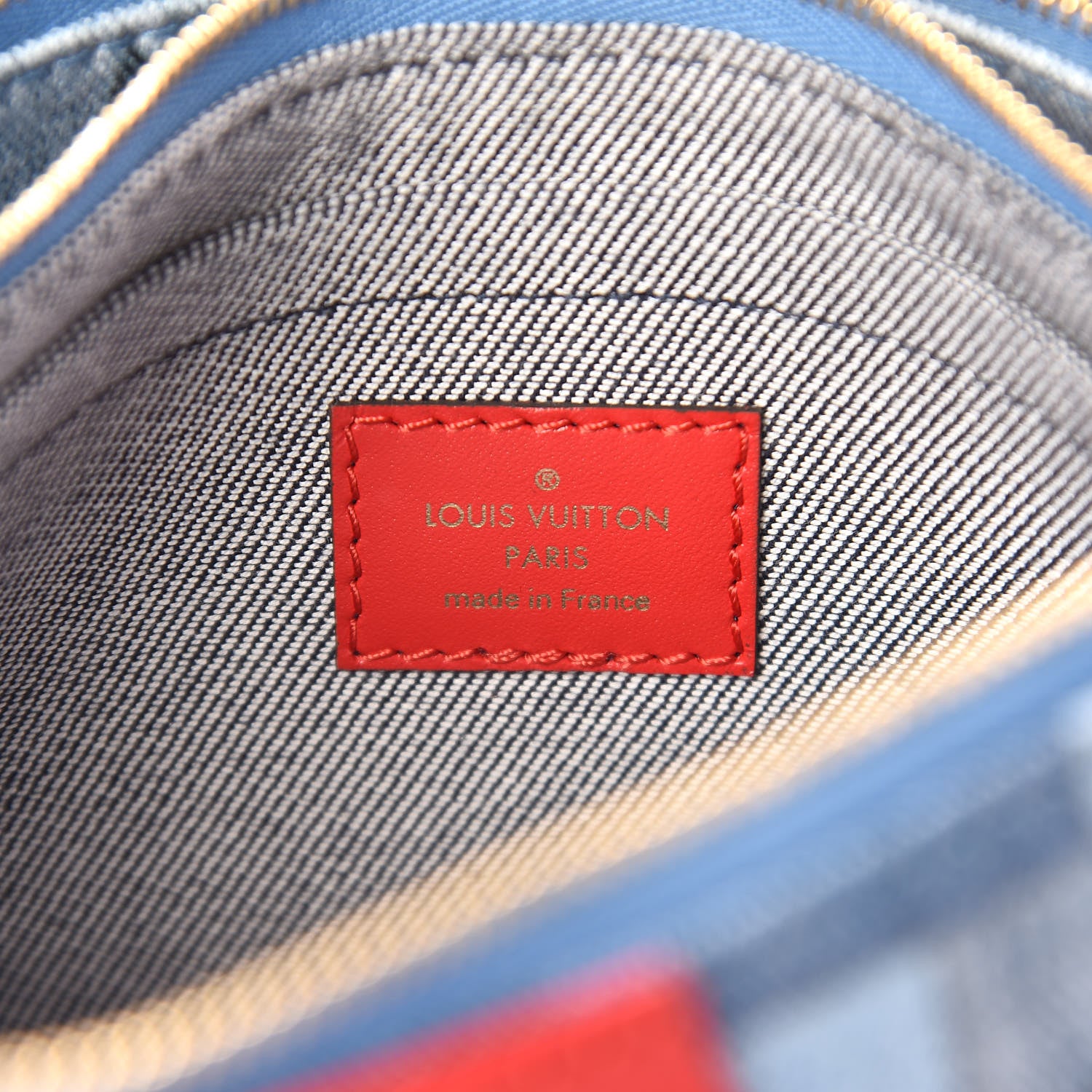 Louis Vuitton Denim Damier Monogram Patchwork Multi Pochette Accessories Blue Rouge 7 of 10