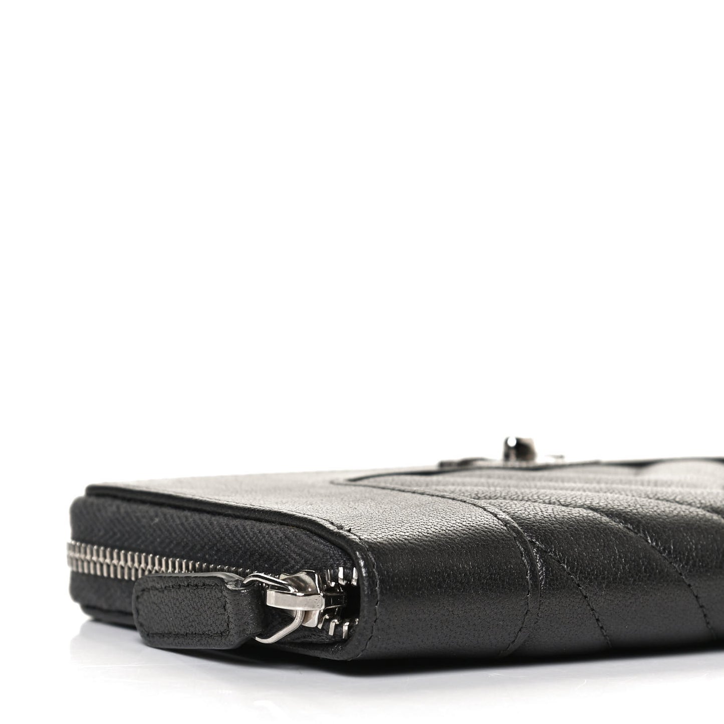 Sheepskin Chevron Quilted Mademoiselle Vintage Zip Around Wallet Grey